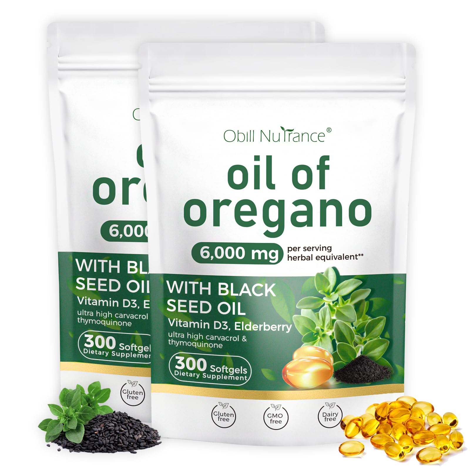 Obill NuTrance Oil of Oregano with Black Seed Oil, Organic, 300 Softgels — Amazon image 8