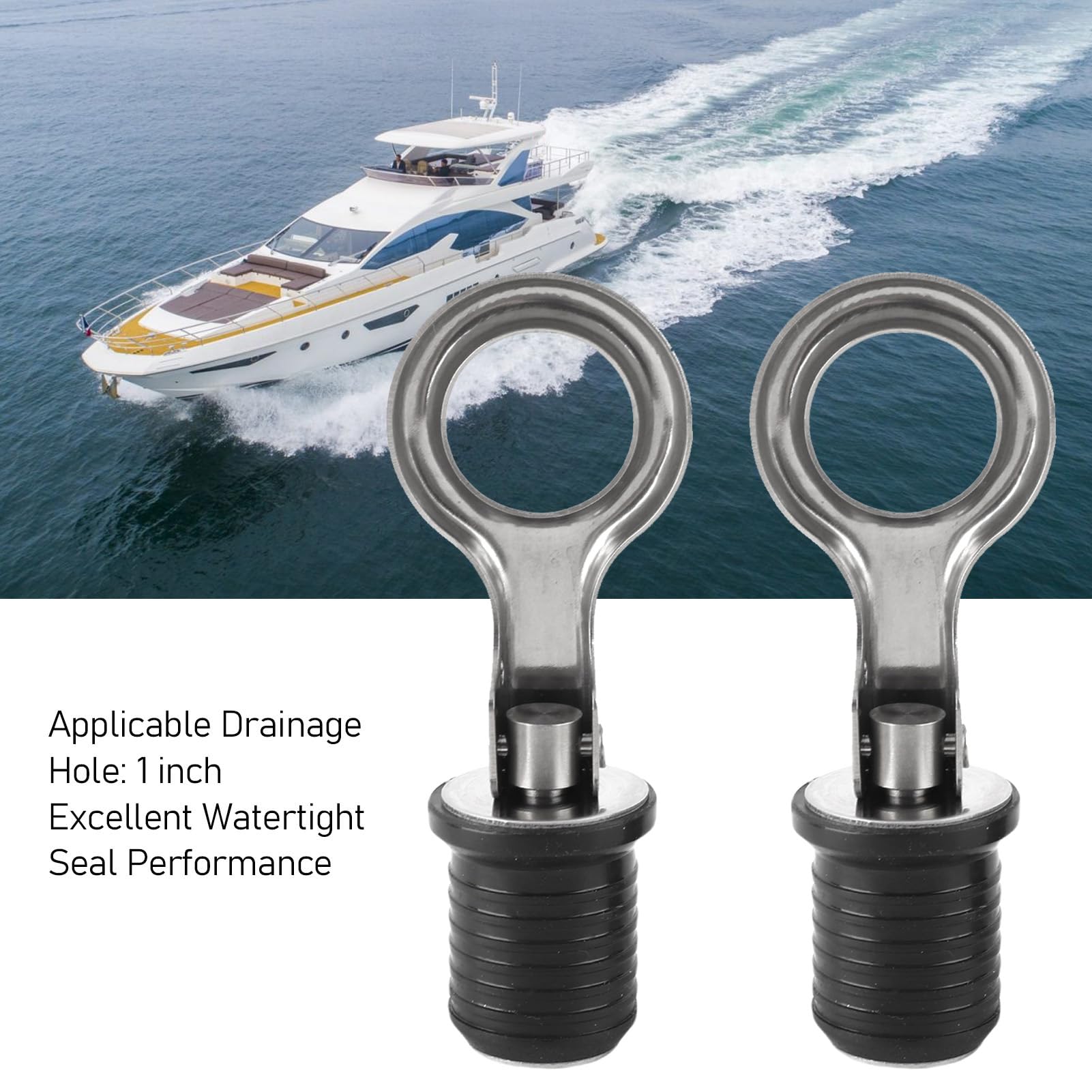 Tappo di Scarico per Barca da 1 Pollice Maniglia a Scatto Guarnizione a Tenuta stagna in Gomma in Acciaio Inossidabile Tappo di Scarico del pozzo del per Yacht
