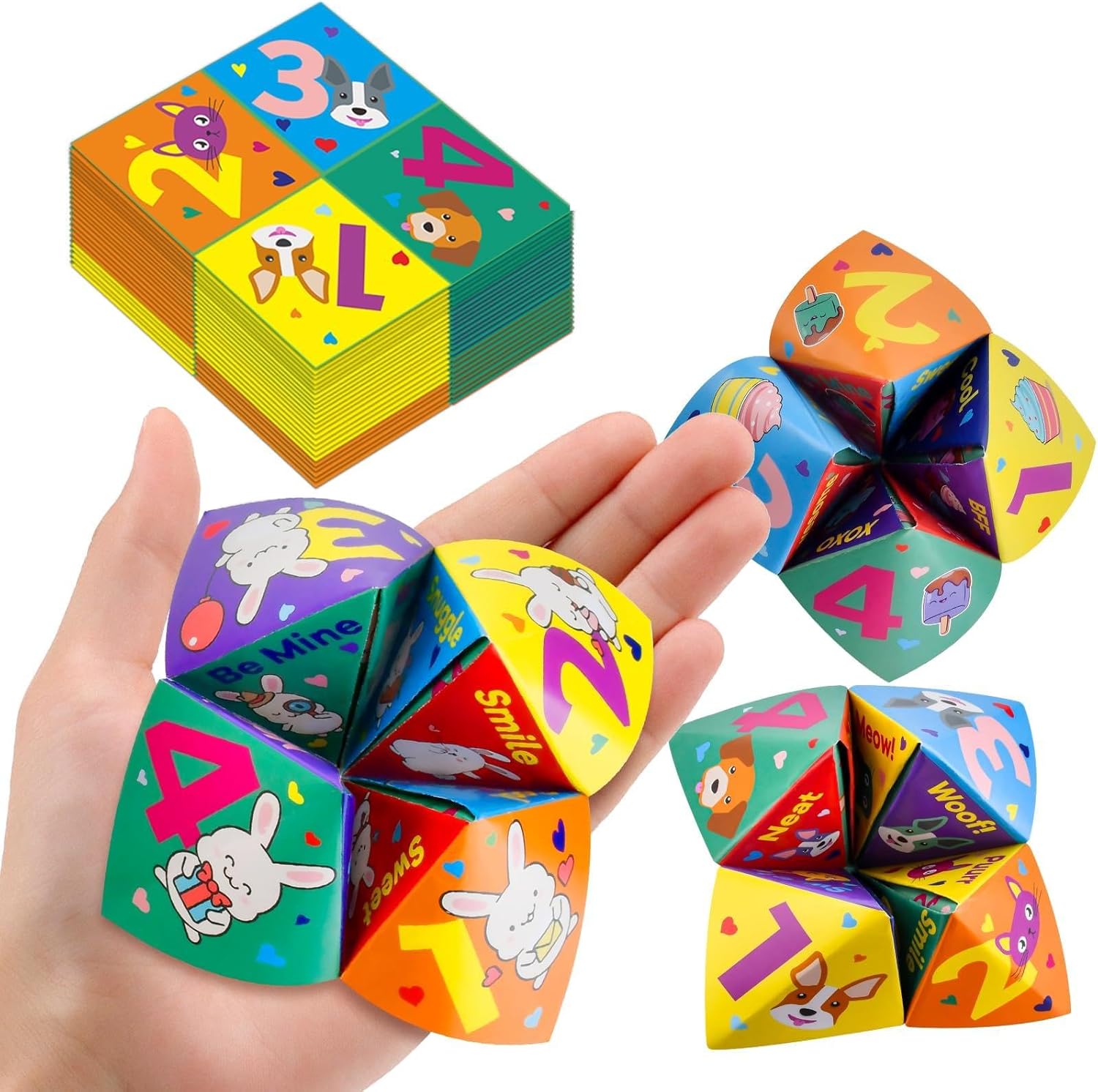 Easter Basket Stuffers for Kids School Classroom 28 Pack Cootie Catcher Set Fun Easter Gifts for Kids Party Exchange Prize for Children Boys & Girls Fun Fortunes Classroom Greeting Party Favor Bulk