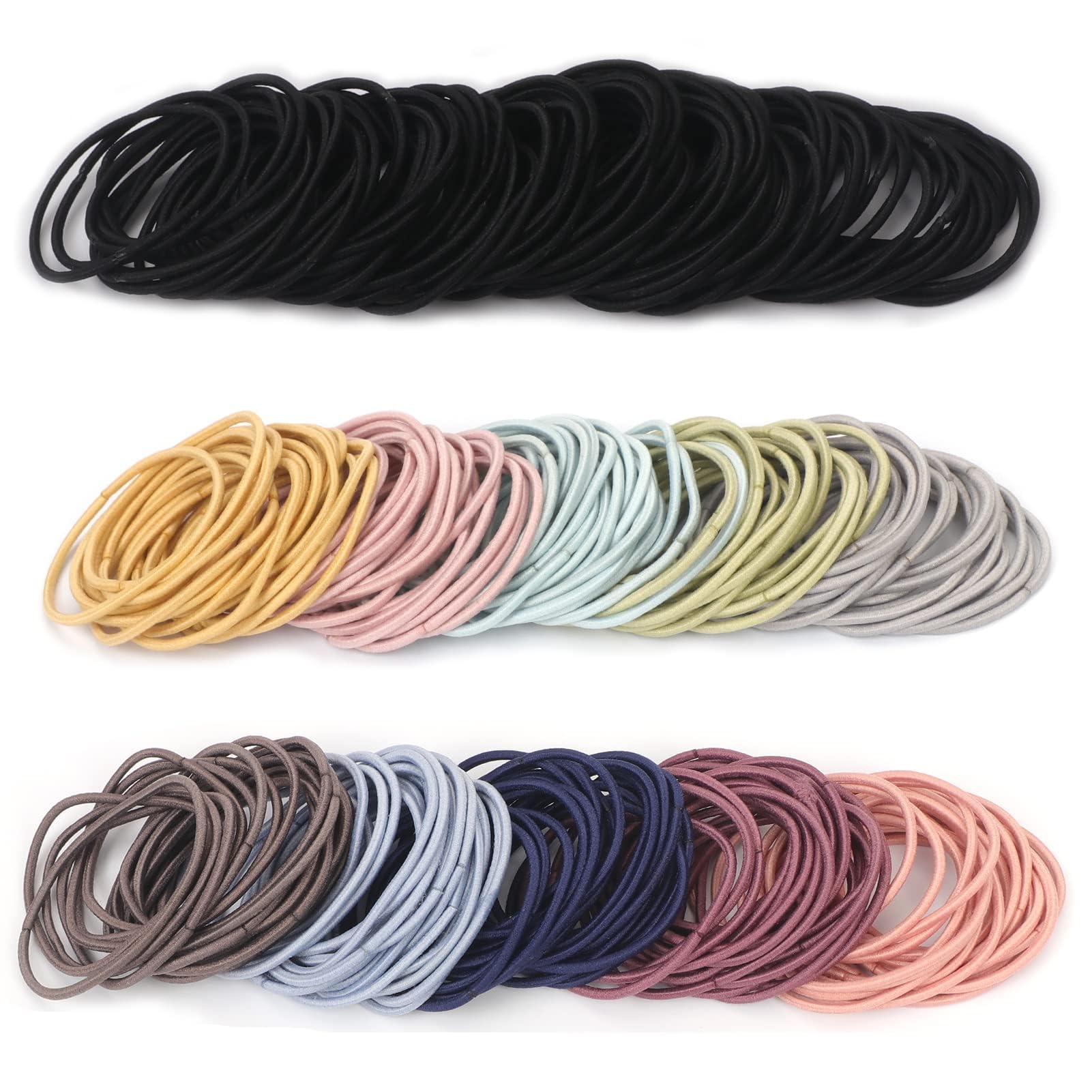 Melodio 150pcs Mixed Color Elastic Thin Hair Ties, No Crease Hair Ties, (Diameter 4.5cm, 2mm) for Thin Hair, Suitable for Women and Girls-image-34