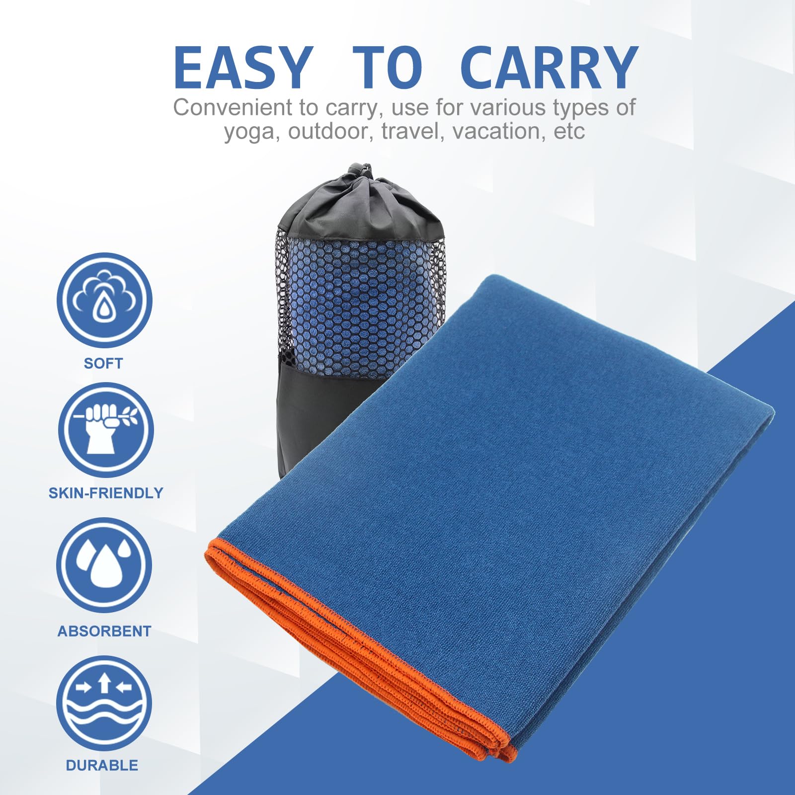 Serviette Yoga SYMX Antidérapante - Microfibre Absorbante - Lignes De Position - Poche Included