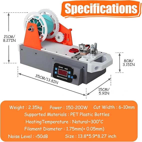 3D Printing Filament Making Machine, PET Plastic Bottle Recycler, Pultrusion Filament Extruder with Adjustable Temperature for DIY Makers B