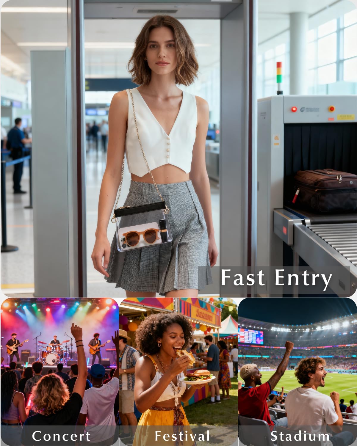 Clear Bag for Stadium Events, Stadium Approved Small Clear Purse for Women, Crossbody Bag for Concerts & Sports - Image 7