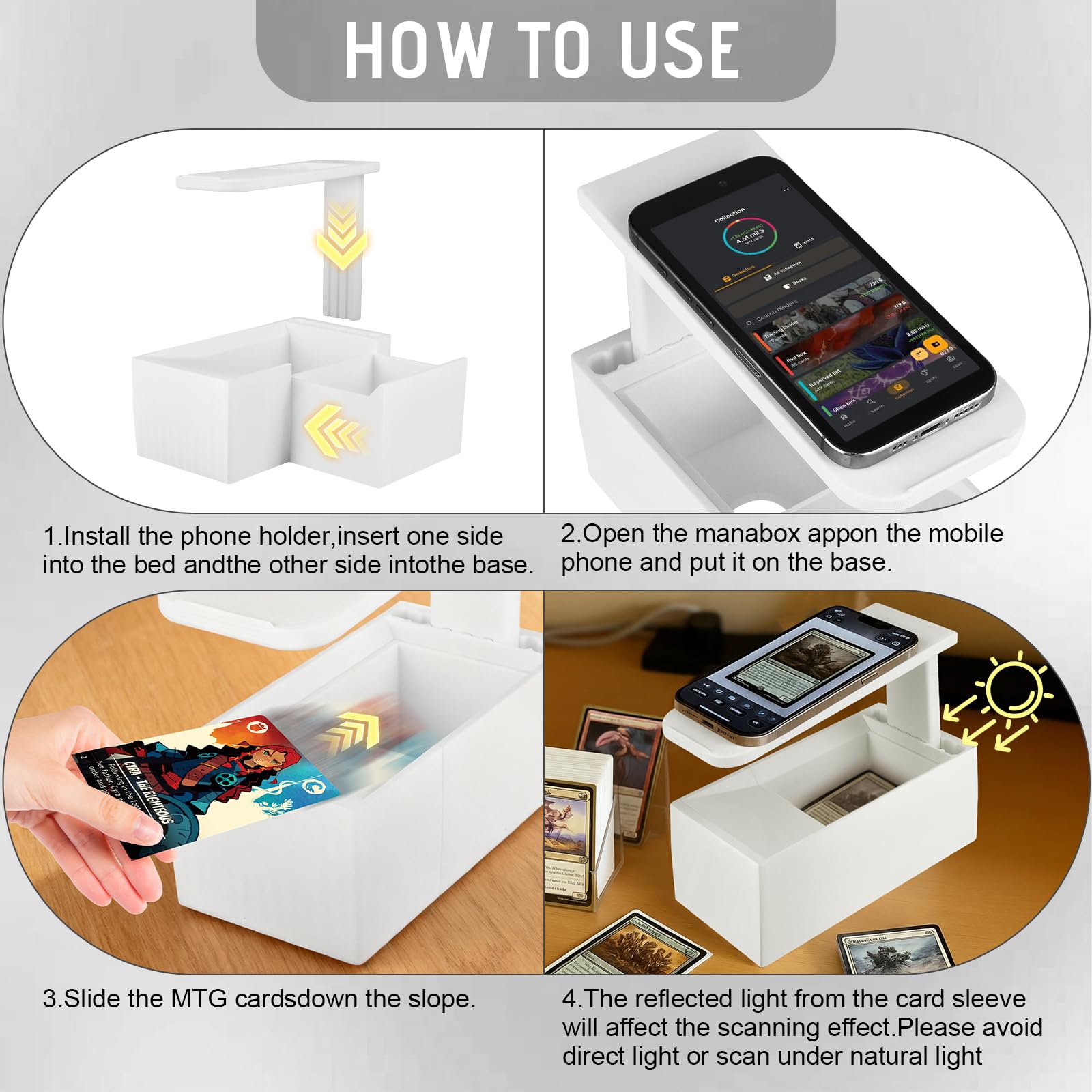 Scanbox pour Cartes MTG TCG, Support de Scanner de Cartes à Collectionner, Support de Scanner Portable Compatible avec ManaBox, Numérisation Rapide et Informations sur Les Prix des Cartes Magic