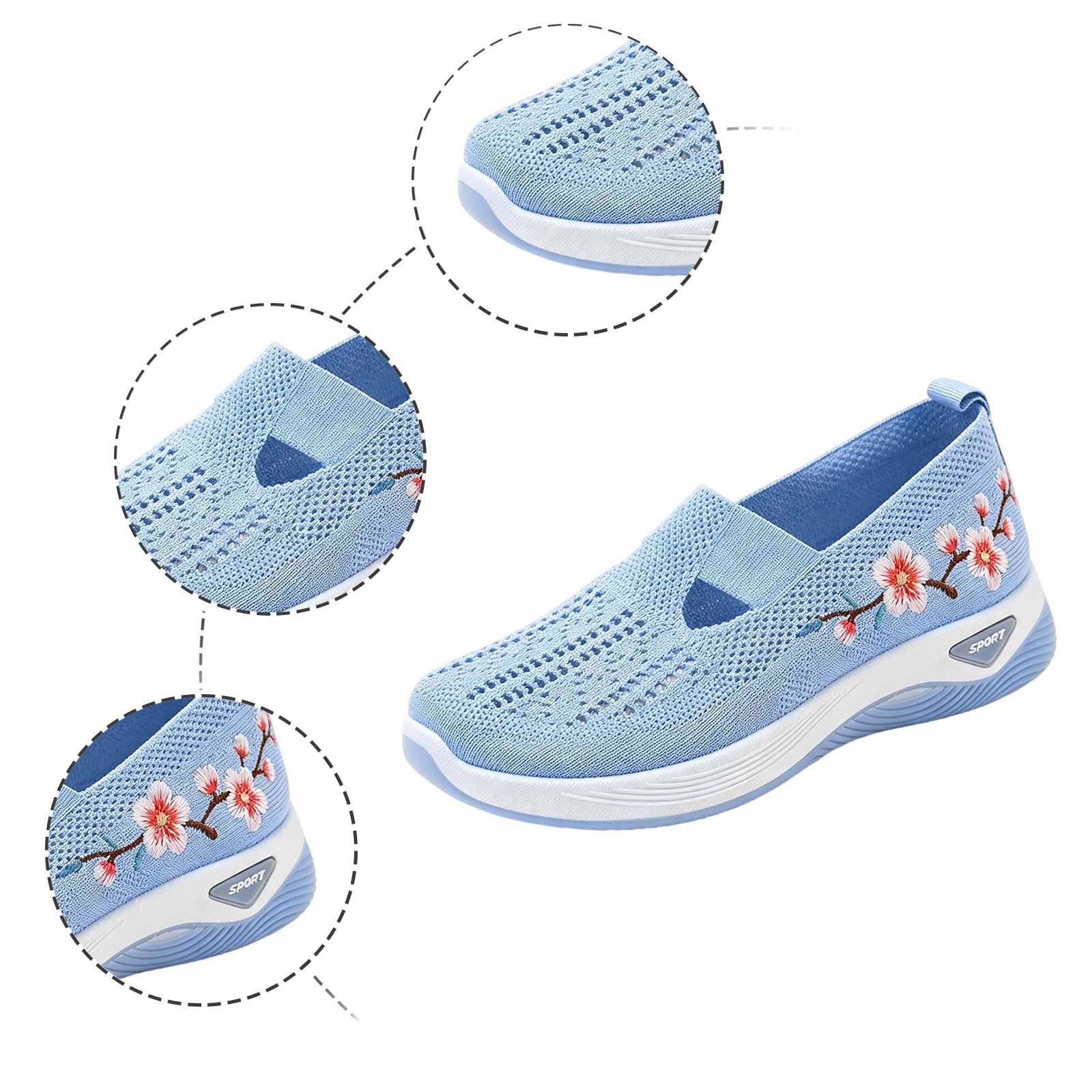 Zapatillas Ortopedicas Mujer Verano Zapatillas Sin Cordones para Caminar Comodos y Ligeros Sandalias Palas Transpirables y Antideslizantes Entrenamiento Deportivas Malla Deporte Zapatos de Diabéticos