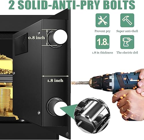 Miniatura 4 de Caja de seguridad pequeña para uso doméstico, seguridad digital para el hogar con cerradura de combinación, estante extraíble y función de silencio,