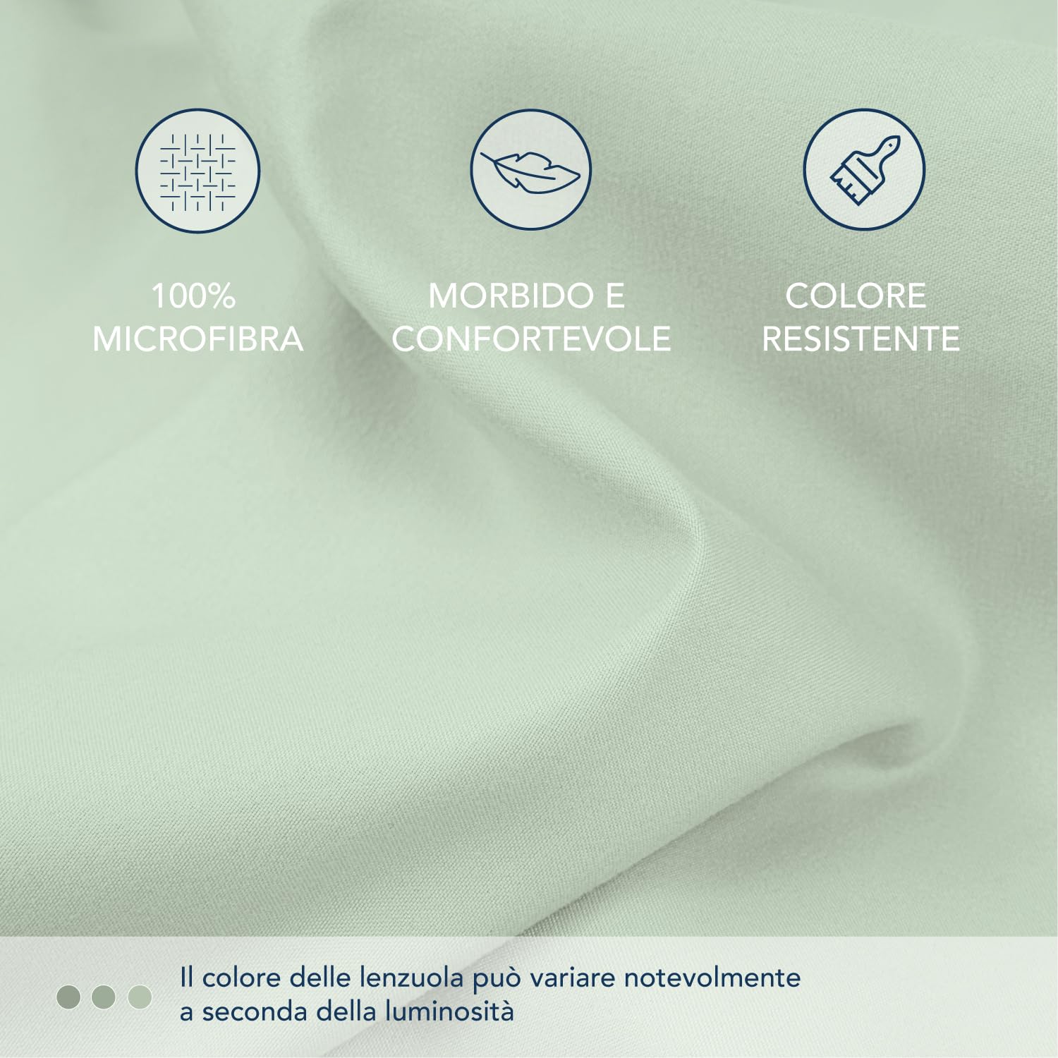 Dreamzie lenzuola con angoli Matrimoniale 160 x 200 cm - Angoli da 35 cm per Materassi Spessi - 100% Microfibra - Verde Chiaro, Certificato senza Prodotti Chimici (Oeko-TEX)