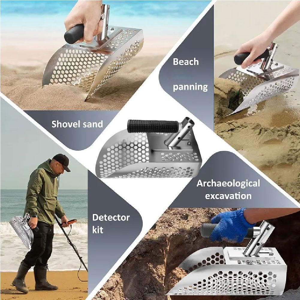 Pelle à sable robuste en acier inoxydable, longue poignée portable pour chasse au trésor sous-marin et plage