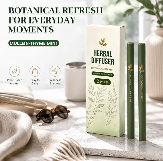 Herbal Diffuser Pen 2 Pack, Portable Botanical Blend for Relaxing Moments