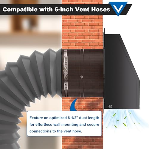 Miniatura 4 de Rejilla de ventilación de pared de 6 pulgadas con pantalla y amortiguador, kit de cubierta de ventilación con capucha de acero galvanizado, tapa de