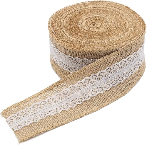 DECORA 10 yardas de cinta de arpillera natural con lazo para moño 2 pulgadas de ancho