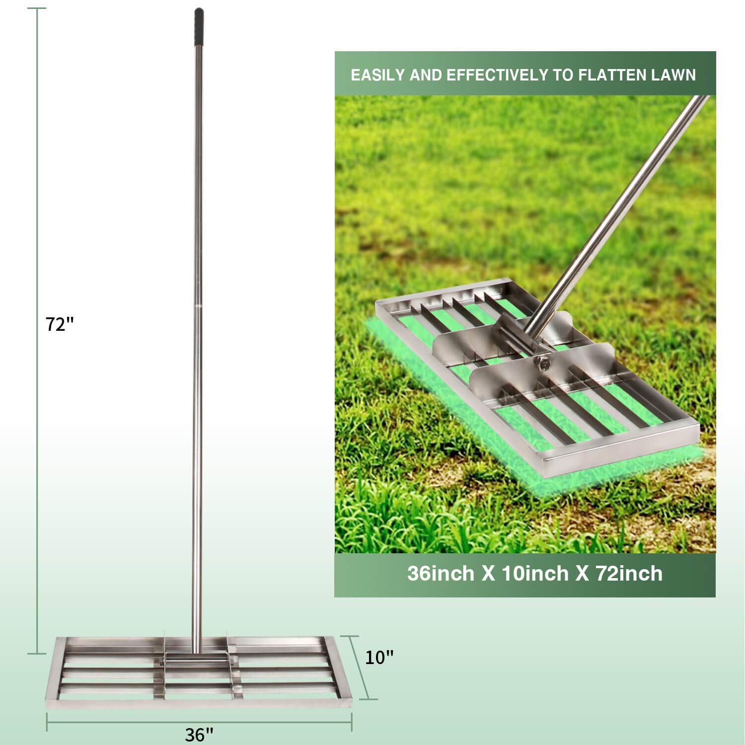 IWONGO Levelawn Tool Leveling Lawn Rake 36'' x 10'' Lawn Leveling