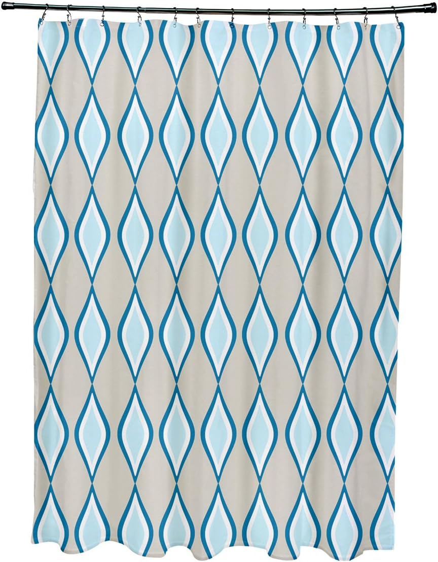 E by design Geometric Shower Curtain, Oatmeal Peacock Omar