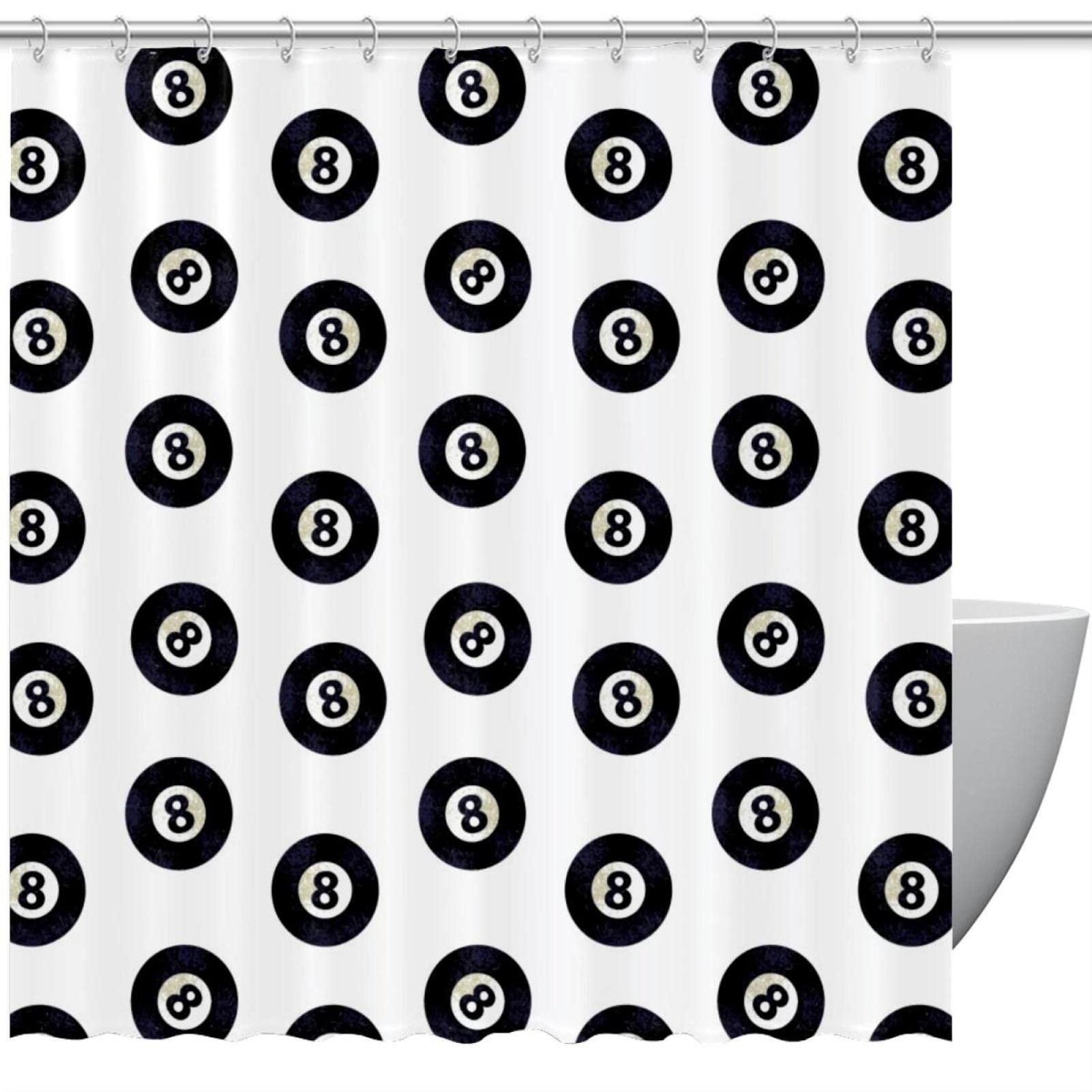 Rideau de douche boule de billard 183 cm rideau de bain imperméable bicolore