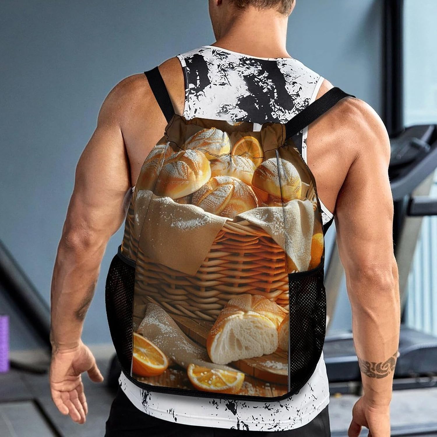 Fitness Drawstring Backpack Waterproof Gym Bag Basket of Bread Lightweight Dry And Wet Separation Swim Bag