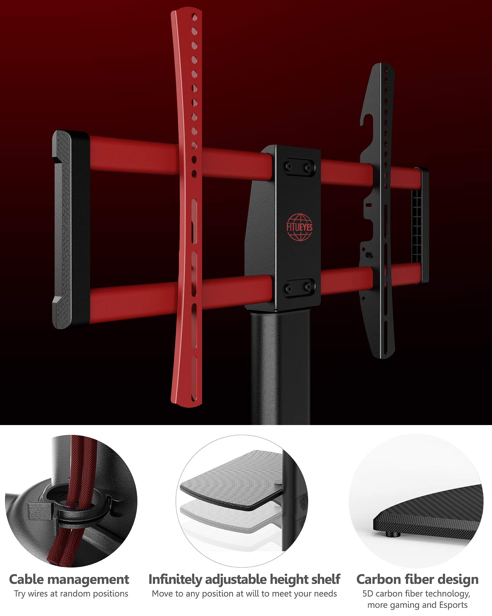 FITUEYES Floor TV Stand with Wood Base for 3265 inch TVs, Modern