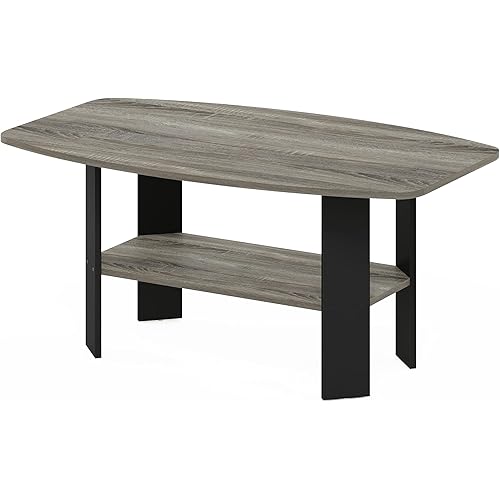 Furinno Simple Design Coffee Table, French Oak Grey/Black