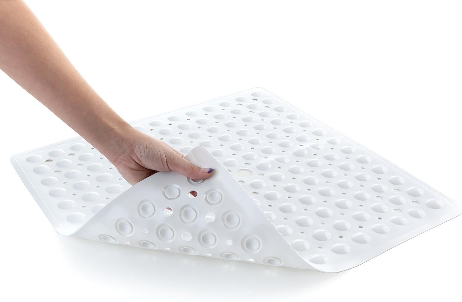SlipX Solutions White Square Shower Stall Mat Provides Reliable Slip-Resistance (21 Inch Sides, 160 Suction Cups, Great Drainage) : Home & Kitchen