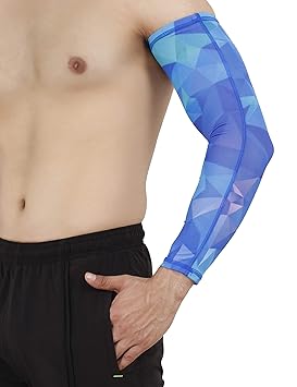 Never Lose Arm Sleeves with UV Protection for Sports & Driving (1 Pair) (Blue)