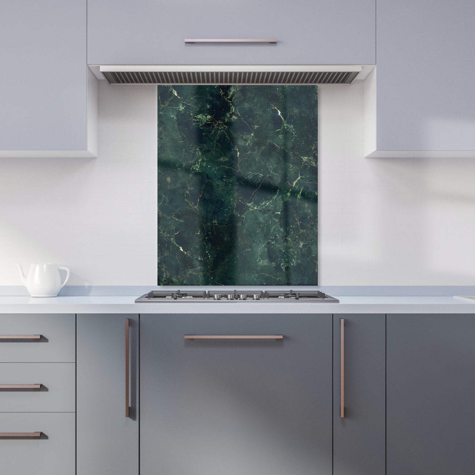 Deep Green Quartz Effect Kitchen Splashback - Warren Reed - Toughened Glass - W600mm x H750mm