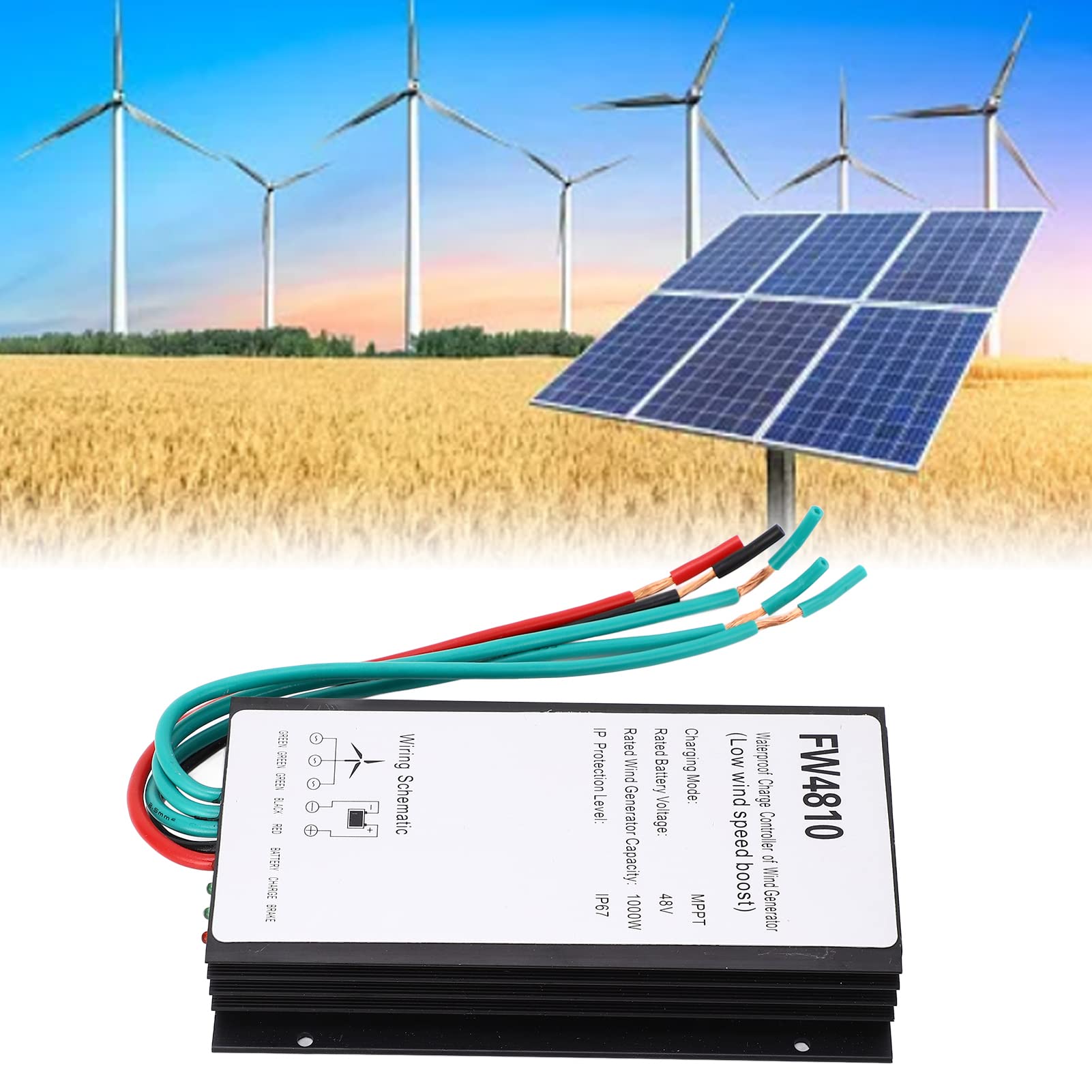 BuyWeek Controlador de Carga de Turbina Eólica Controlador de Generador, 1000W 48V MPPT IP67 Impermeable