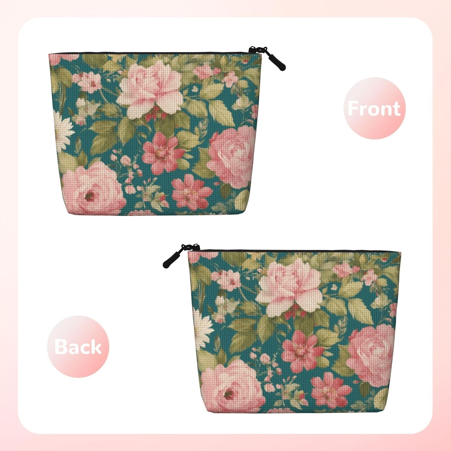 Fake Hemp Blossom Flower Print Makeup Bag image 2