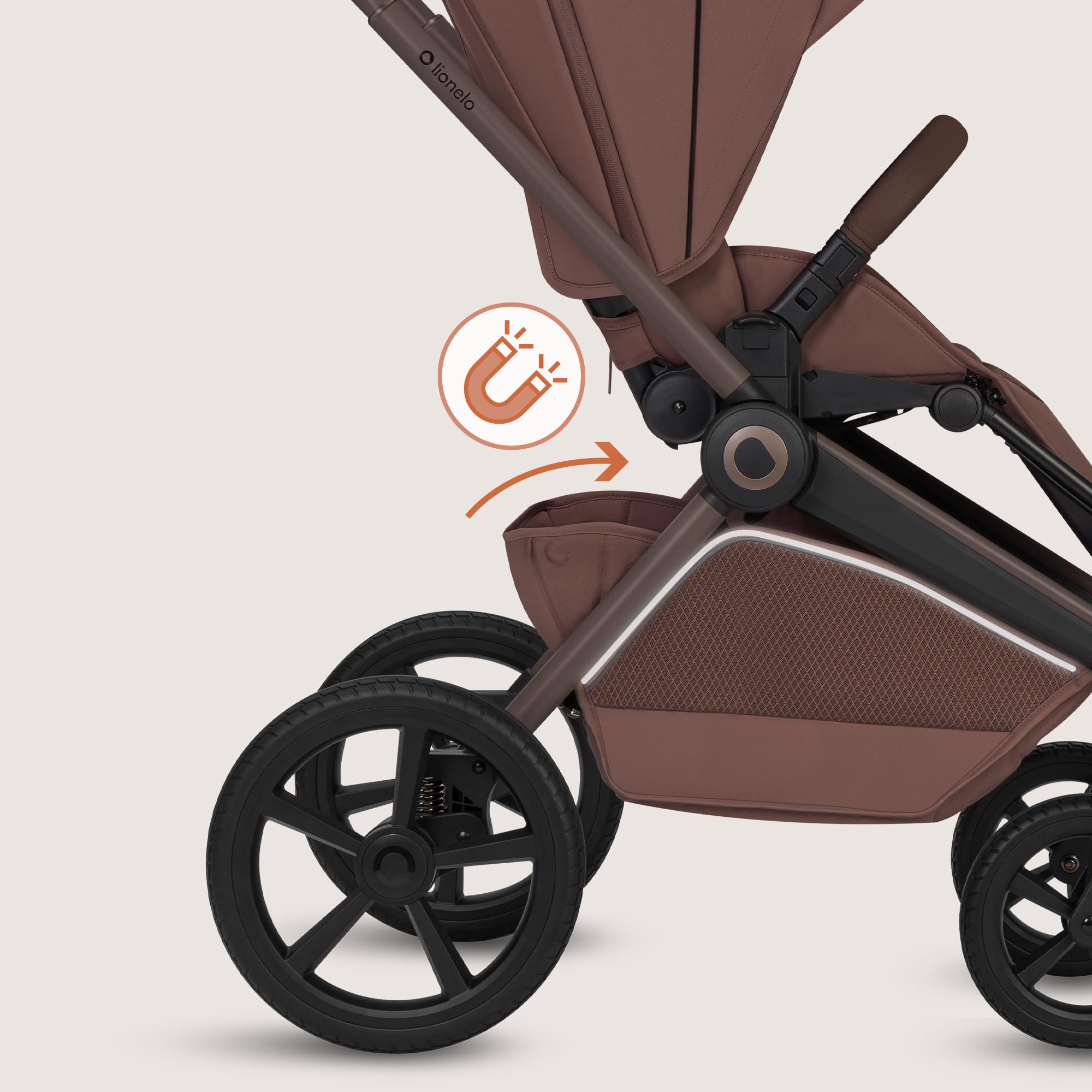 Lionelo Freya Trio Passeggino 3 in 1 per bambini 0-4 Anni/Fino a 22 kg | Navicella Pieghevole + Passeggino reversibile + Seggiolino Auto Ovetto I-Size 40-87 cm Sospensioni, Ruote PU, Capottina XXL