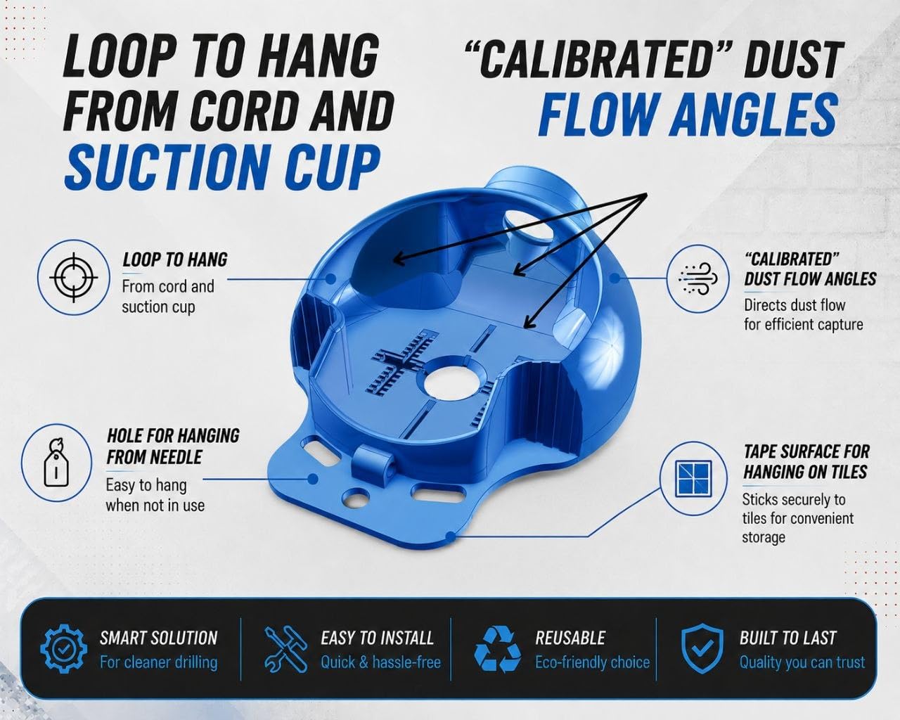 Drill Dust Collector Box – Reusable Wall Drilling Dust Catcher With Integrated Guide | For Picture Hanging, Shelves, Indoor Use