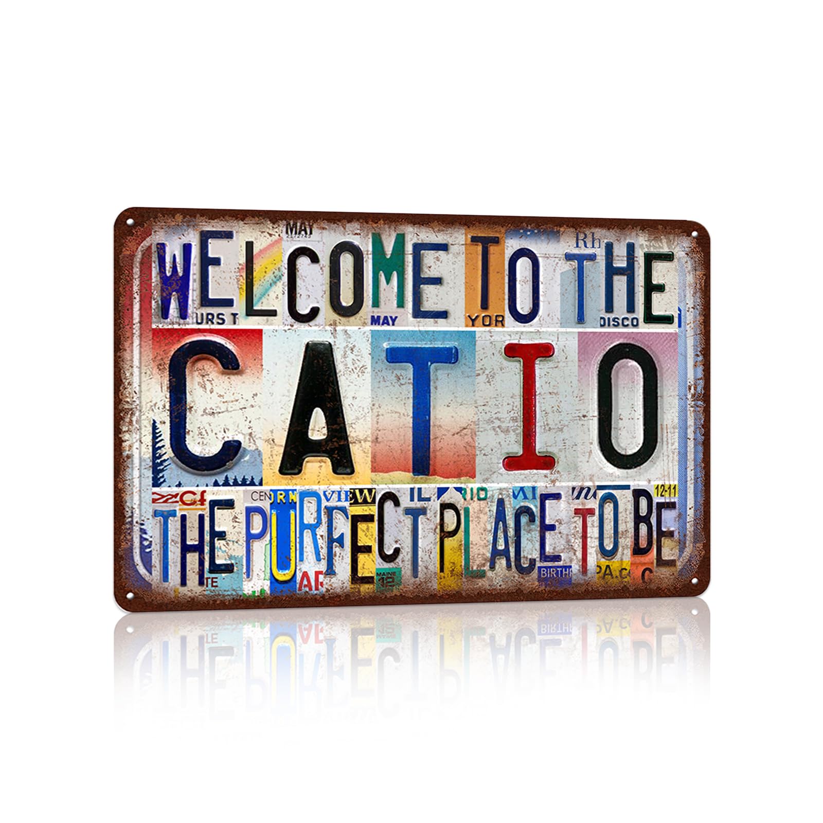 peiyeety Vintage Wall Decor Welcome to The Catio Metal Sign Tin Signs Poster - the purrfect place to be