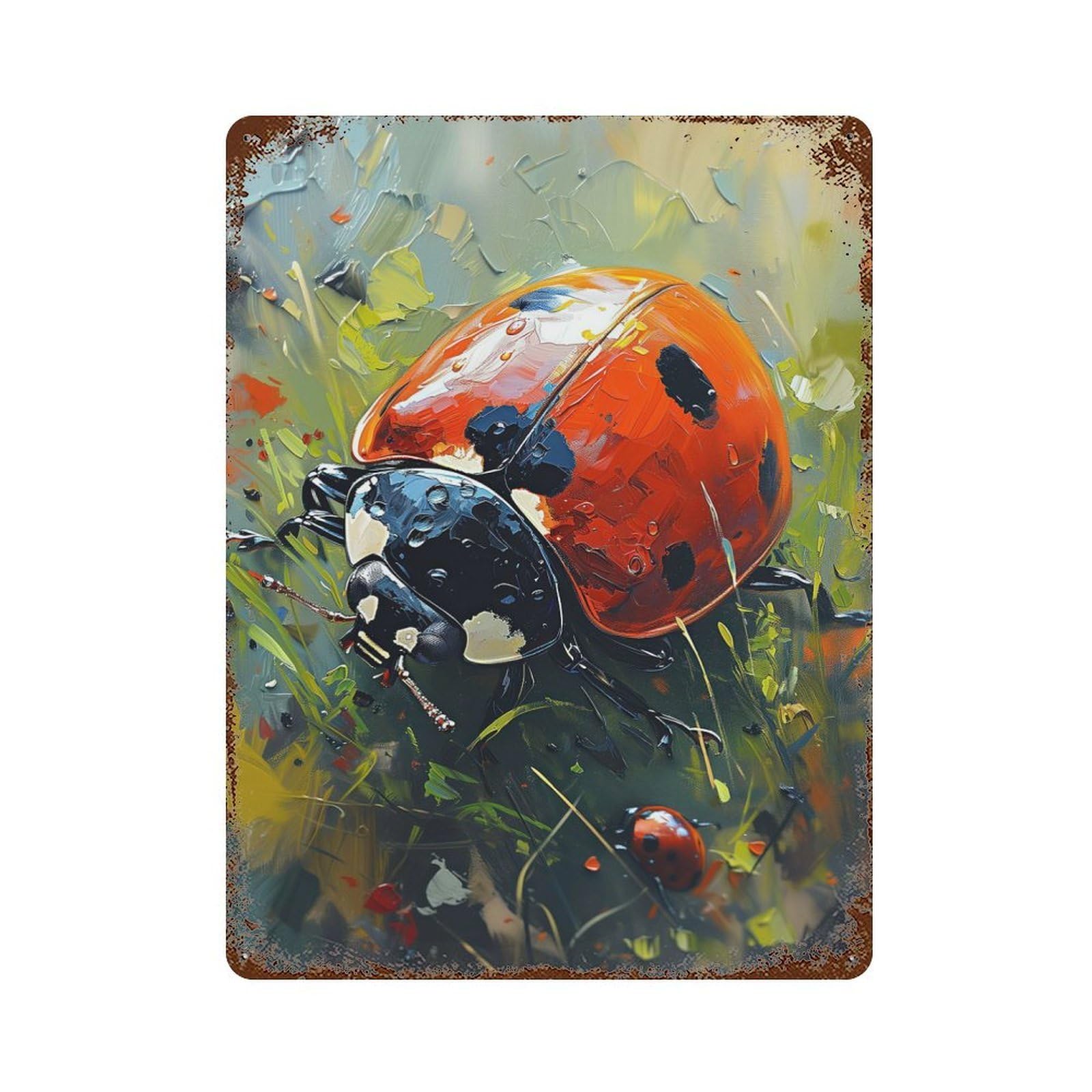 The Lazy Ladybug Rustic Tin Plaque 15.7"x11.8", for Shed, Workshop And Garage Wall Decor, Rustic Home Decor