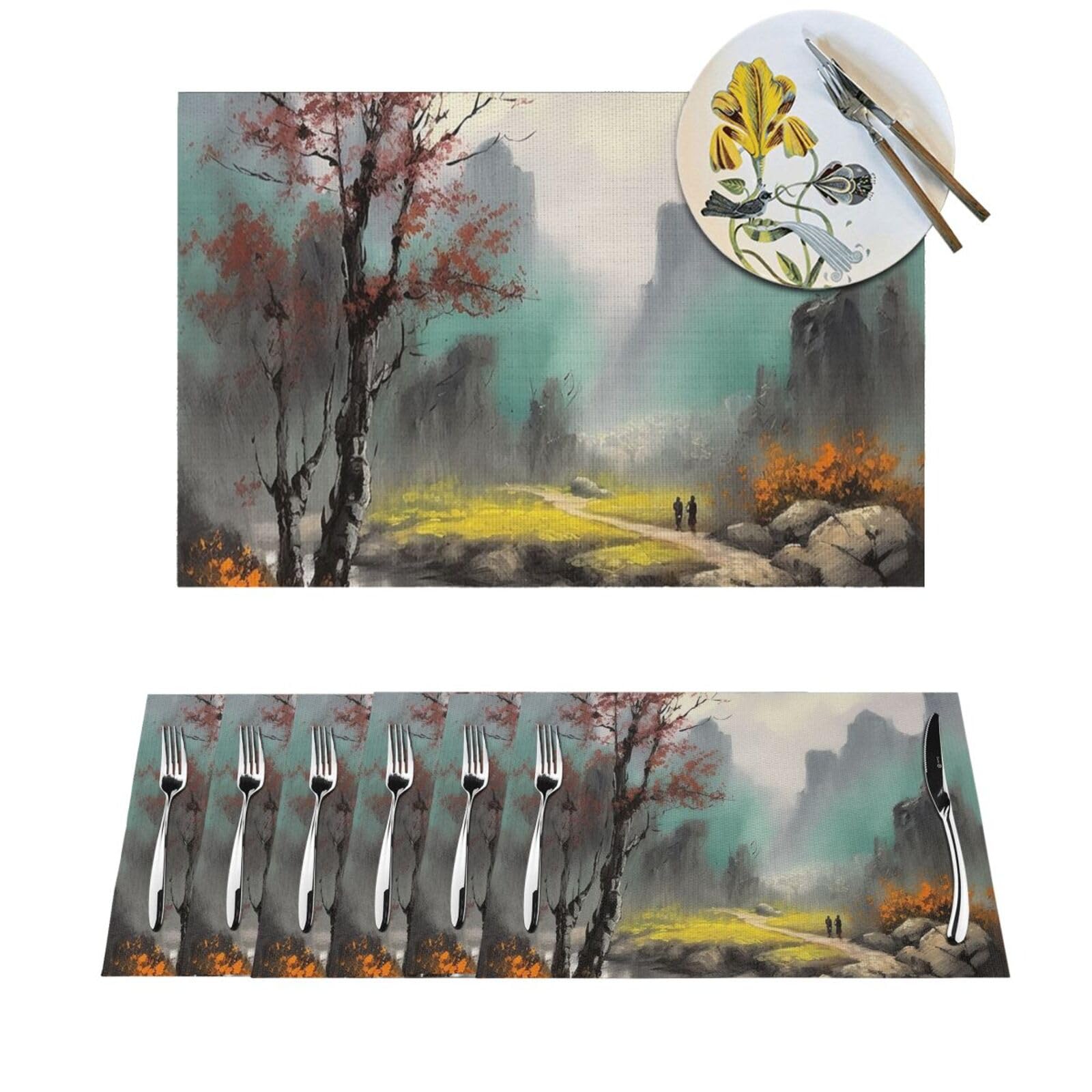 Sets de table tissés en PVC imperméables pour repas en intérieur et extérieur