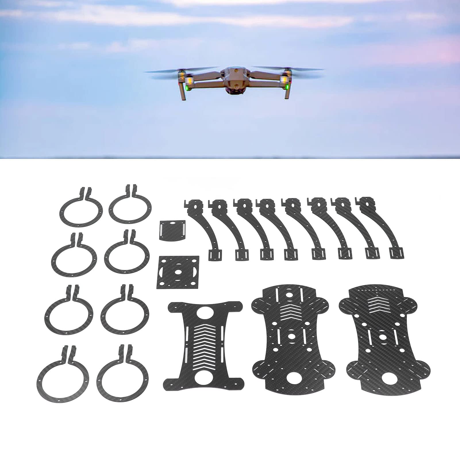 Quadcopter-Rahmen-Kit, F450 Kohlefaser Leichtes Gewicht Hohe Festigkeit und Schlagzähigkeit DIY-Installation Drone Frame Kit 4 Kupfersäulen Racing-Drohnenrahmen für 50mm Ducted Fan
