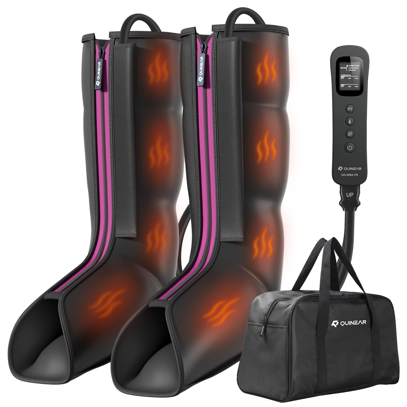 QUINEAR Leg Massager for Circulation and Pain Relief, Heating Leg Compression Massager with 3 Modes, Foot and Calf Massager with 3 Intensities 3 Heats - Gift for Mom and Dad