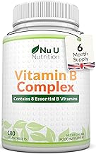 Vitamin B Complex High Strength - 180 Vegan Tablets - 6 Month Supply - Contains All 8 B Vitamins in 1 Tablet - Vitamins B1, B2, B3, B5, B6, B12, Biotin & Folic Acid - Nu U Nutrition