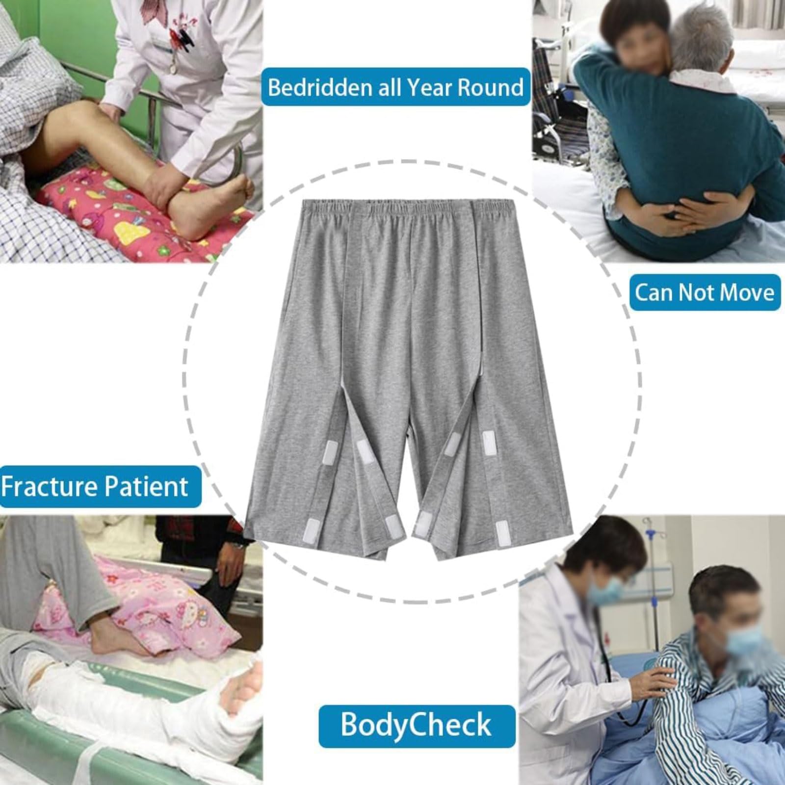 Camici Unisex in Cotone for pazienti, Completamente Aperti su Entrambi i Lati for pazienti Costretti a Letto, Camicie da Notte estive Corte for Ospedale
