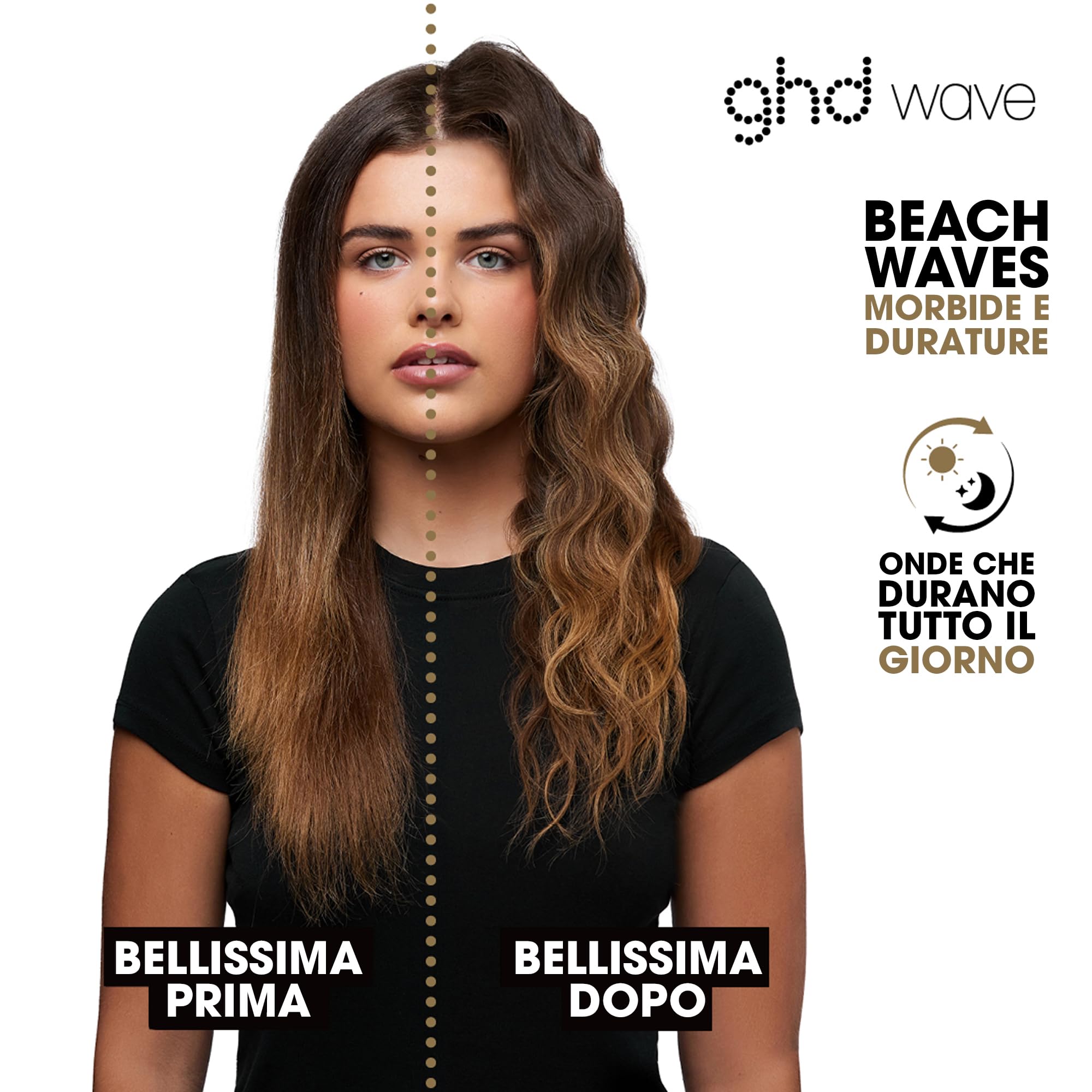 ghd Wave, Triple Barrel Waver Piastra per Onde Morbide e Naturali Effetto Beach Waves 32 mm, Senza Danni da Calore Estremo e Styling a Lunga Durata, Per Tutti i Tipi di Capelli, Spina EU, Nero