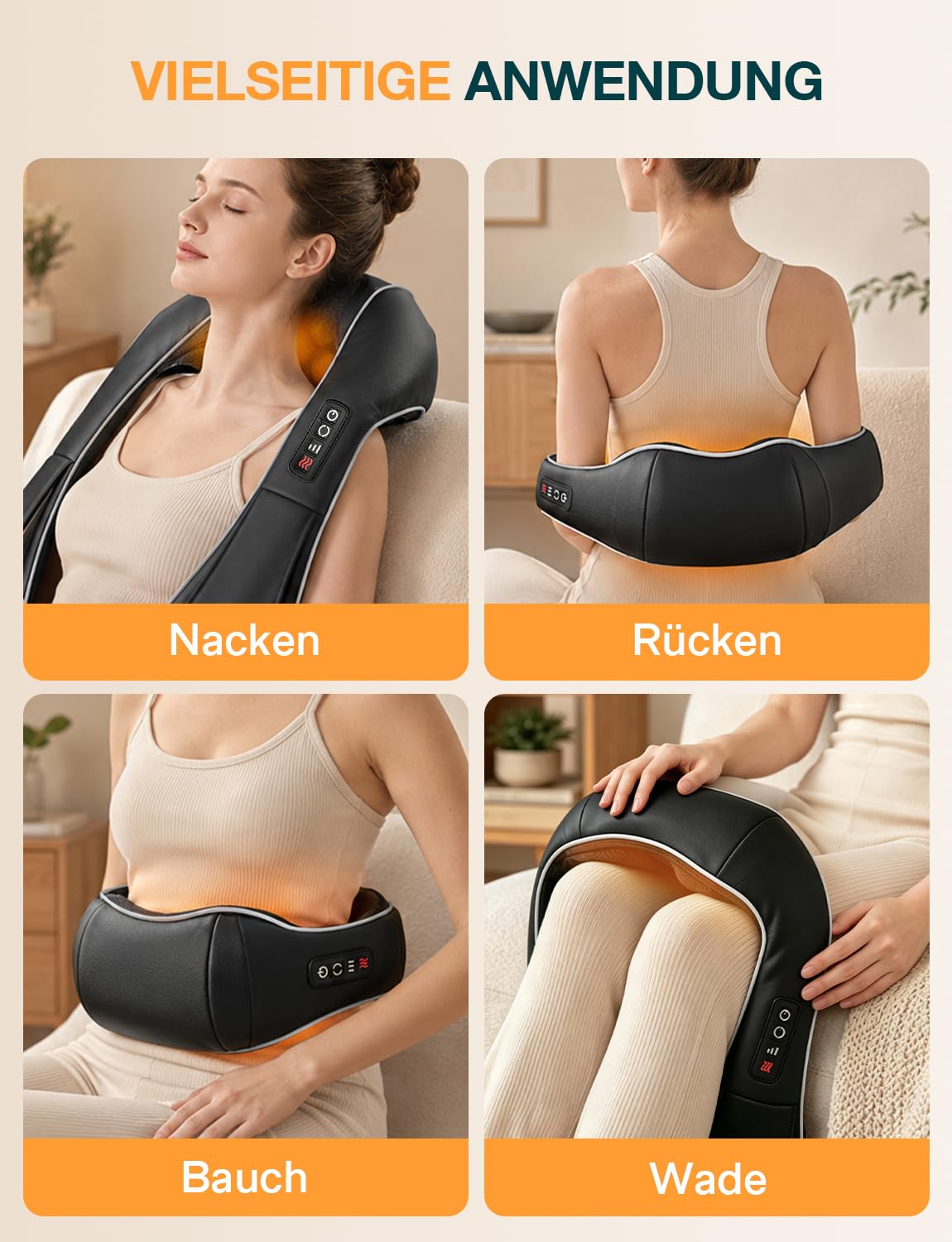 ALLJOY Nackenmassagegerät mit Wärme,Nacken- und Schultermassagegerät | 8 Shiatsu-Massageknoten, 3 Geschwindigkeitsstufen, 15-minütige Auto-Abschaltung, Geschenk für Männer & Frauen