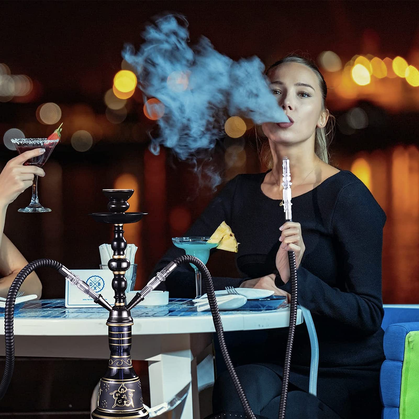 Juego Combinado De 1 Manguera Shisha, Aleación De Aluminio + Material De Vidrio, Fácil De Desmontar Y Limpiar, Juego De Fiesta Para El Hogar, Los Automóviles Y Las F C