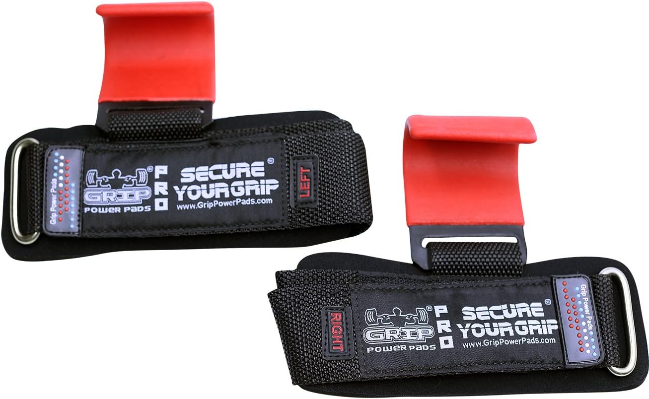 Weight Lifting Rod Hooks Heavy Duty Wrist Wraps Power Weight Lifting Training Gym Grips Straps Set of 2