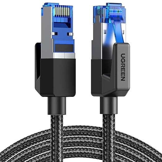 UGREEN Cat 8 Ethernet Cable High Speed 40Gbps 2000Mhz Network Shielded Cat8 Cable Braided Heavy Duty RJ45 LAN Cables Internet Cord Compatible for PS5, PS4, Xbox One, Modem, Router 10FT