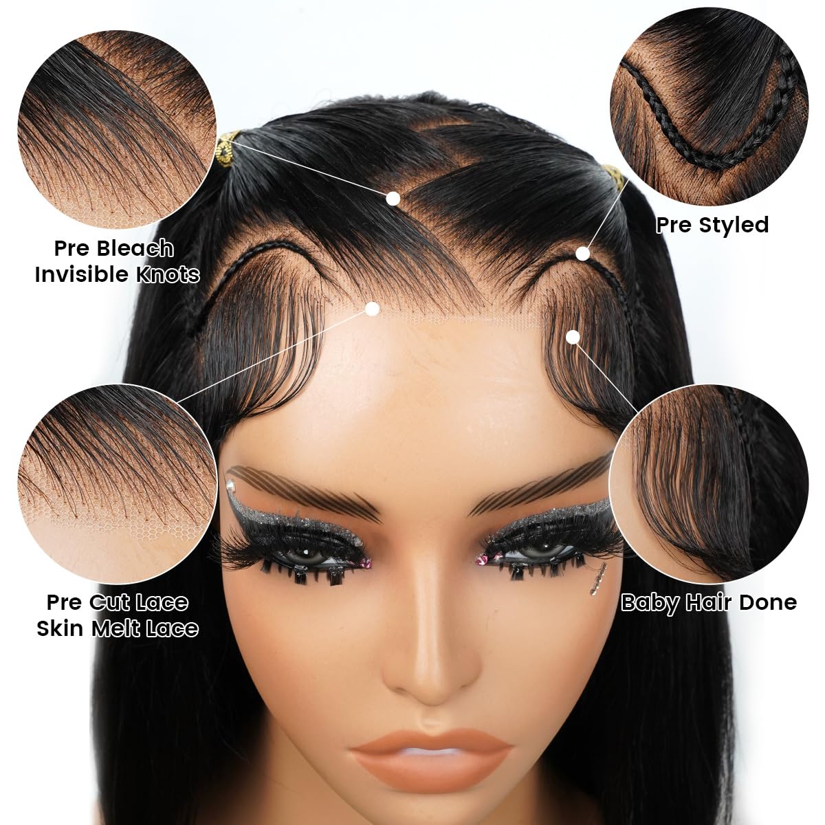13x4 Lace Front Braided Bob Wig Human Hair Short Bob Glueless Pre Plucked Pre 13x4 Short Bob Lace Front Wigs, Pixie Cut Wig for Women  main image 2