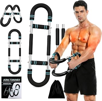 Twister Arm Trainer 60-110 lbs for Men & Women, Alloy Steel Power Twister Bar, Chest & Arm Workout Equipment, Portable Upper Body Strength Training Tool with Anti-Slip Handles & Storage Bag