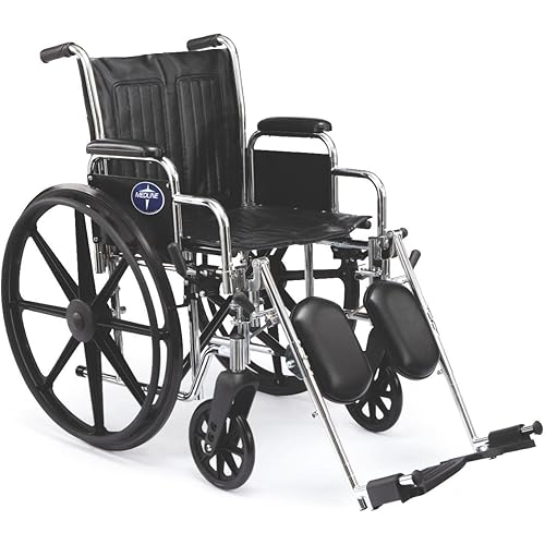 Medline Excel 2000 Wheelchair, 18" Wide Seat, Desk-Length Arms, Swing Away Footrests, Chrome Frame