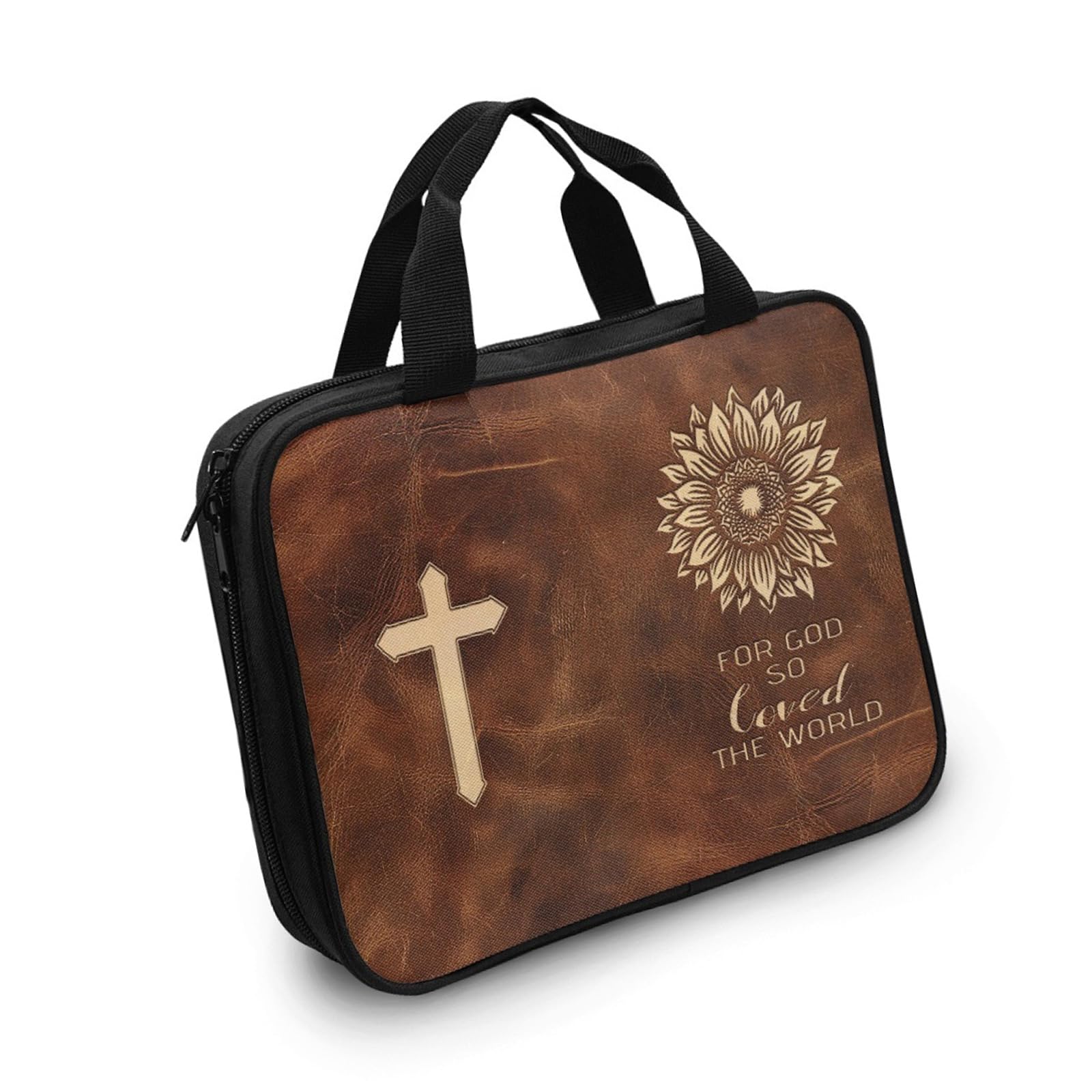 HDOYTXXM Religious Scripture Container with Crosses Design Tear Resistant Polyester Fabric Spacious Compartments for Worship Essential Clergy Supply Organiser Case
