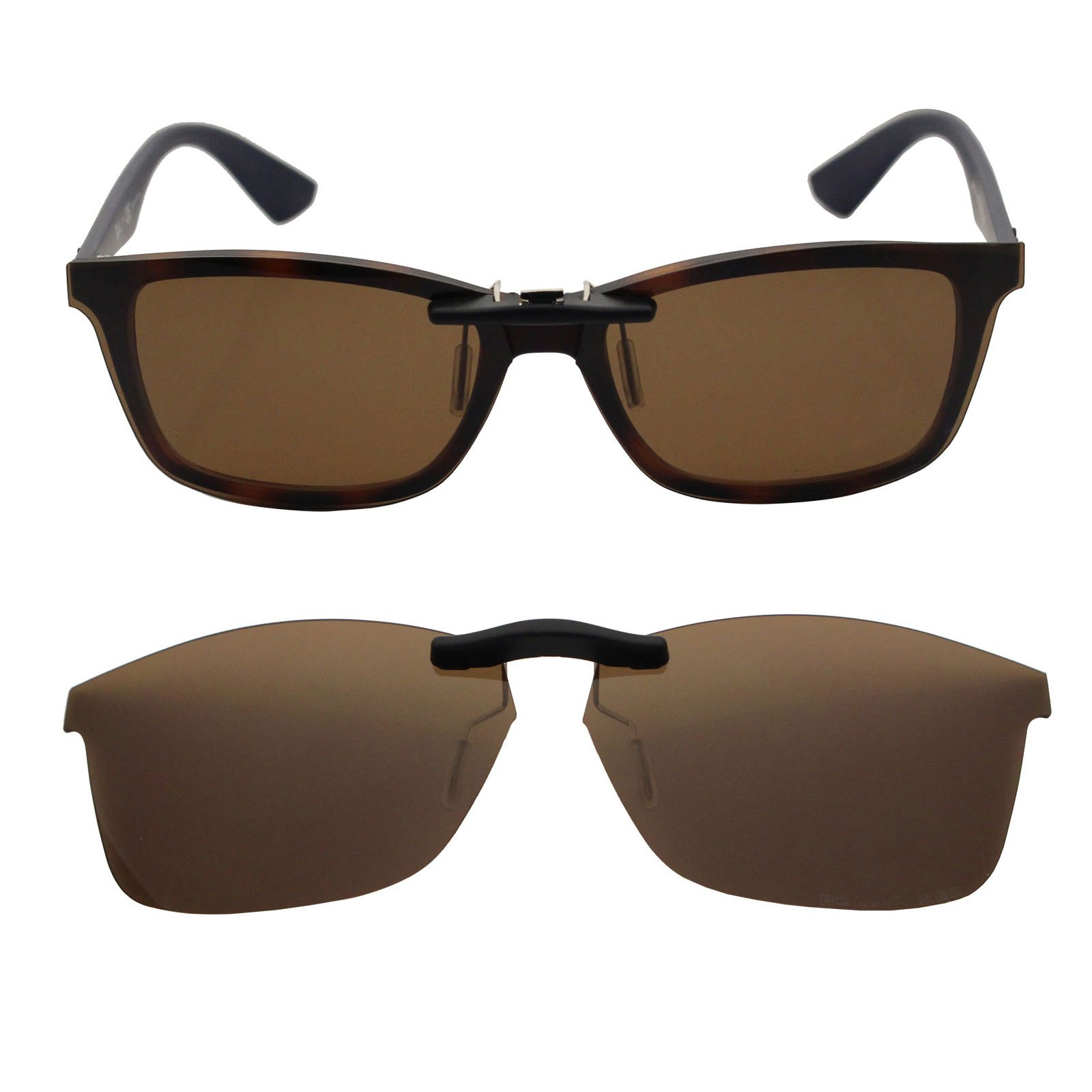 Custom Polarized Clip On Sunglasses for RAY-BAN RB7047 (54mm) 54-17-140 (Brown)