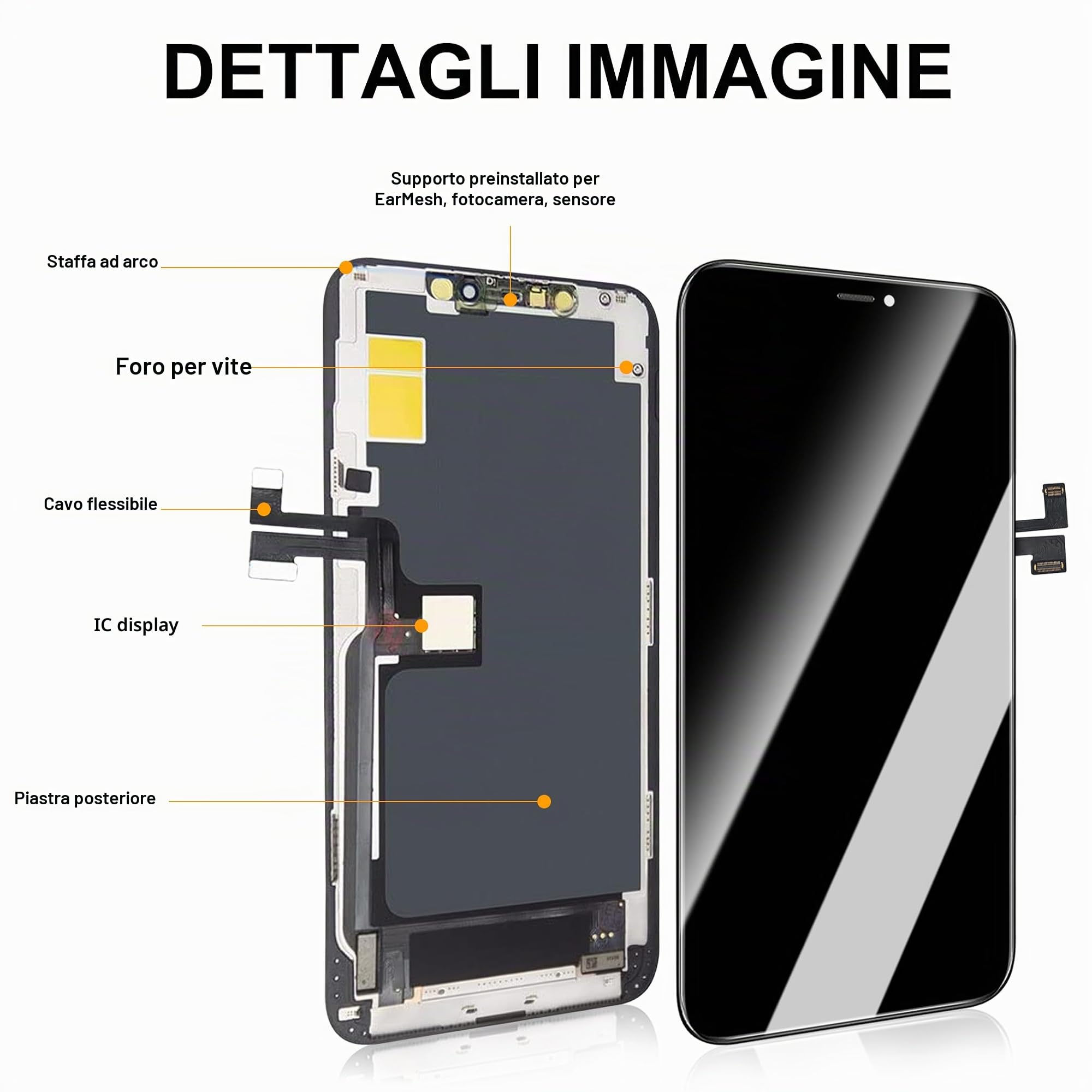 OLED Schermo iPhone 11 Pro Max, Schermo di Ricambio Display iPhone 11 Pro Max OLED per il Modello A2161, A2220, A2218