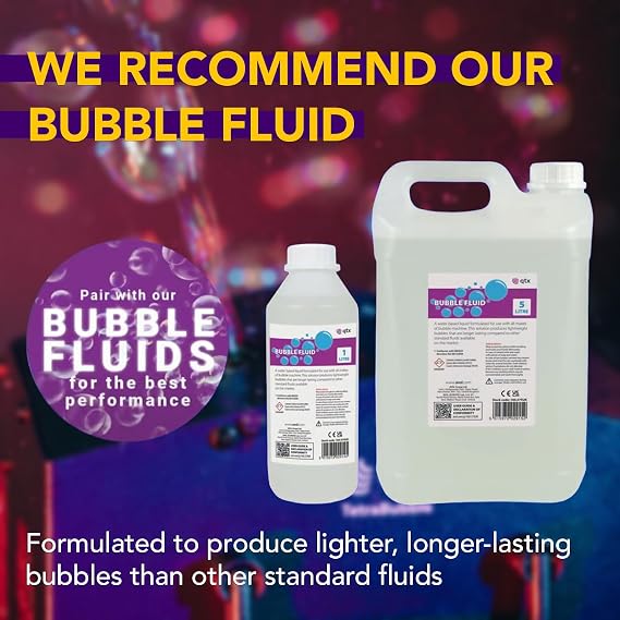 QTX | Bubble Machine USB Powered Compact Bubble Maker, 45 Mins Use From One Fill, High Bubble Output & Impressive Distribution | Lightweight & Portable | Black