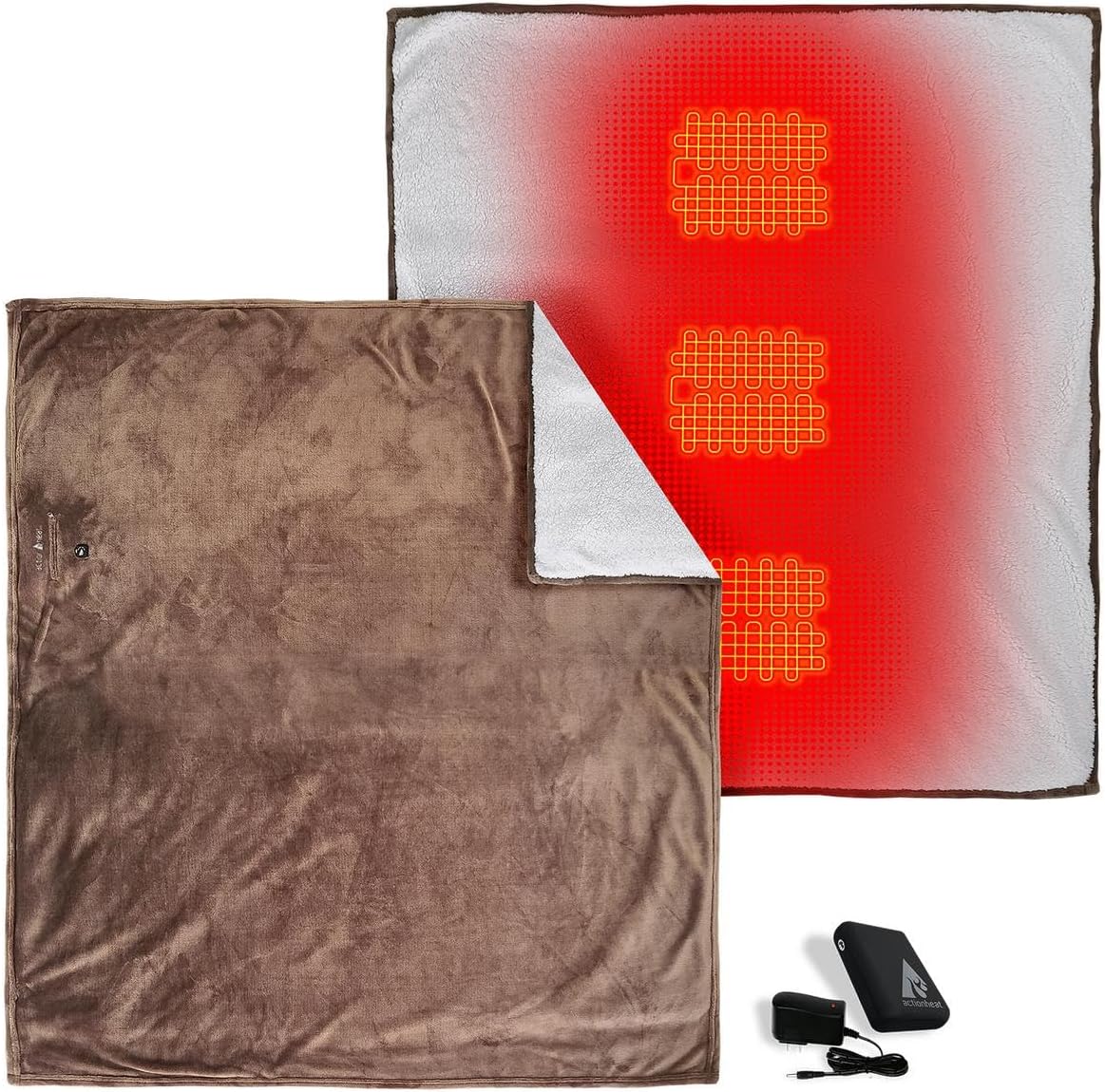 ActionHeat 7V Battery Heated Plush Throw Blanket – Battery-Operated Winter Essential – Up to 6.5+ Hours Warmth