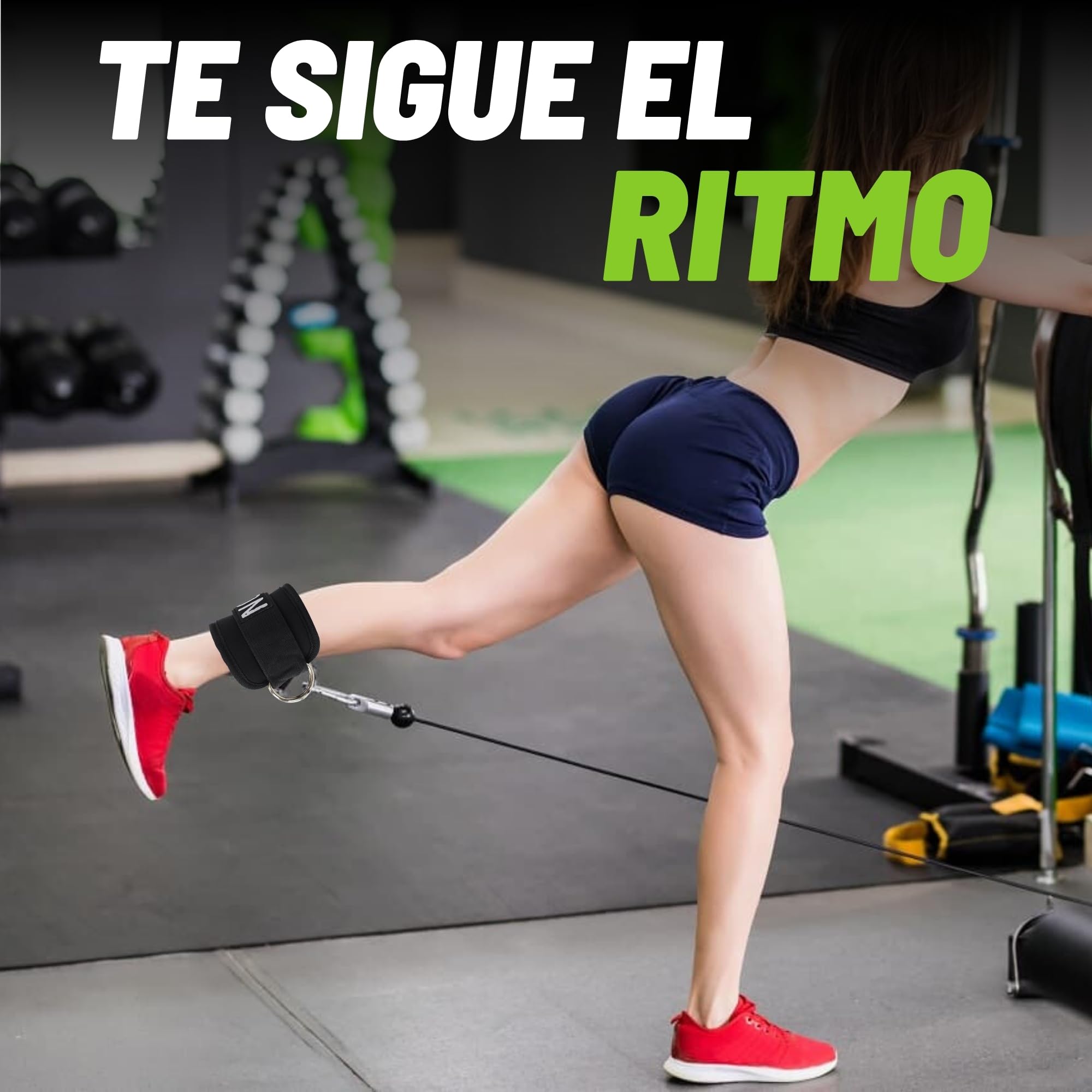 Tobilleras Poleas Gym para Hombre y Mujer + Bolsa de Almacenamiento + 2 Mosquetones - Fitness Accesorios - Accesorios Gym - Gluteos Ejercicio