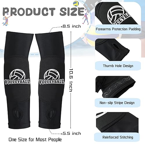Miniatura 4 de Rodilleras de voleibol, mangas para brazos, calcetines y diadema de voleibol, 4 piezas, accesorios de voleibol, mangas para antebrazo para pasar,